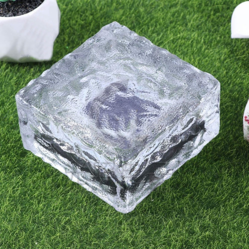 Lampe de décoration de jardin à LED extérieure en verre trempé carré à énergie solaire, IP55 étanche, taille: 10 x 10 x 5,2 cm (lumière rouge) SH06RL1998-012