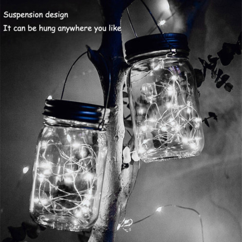 10 LED énergie solaire Mason bouchon de bouteille lampe pendante décoration extérieure jardin lumière, ne comprend pas le corps de la bouteille (lumière blanche) SH08WL917-011