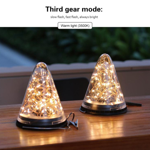 Lampe suspendue conique Starlight à énergie solaire IP55 lumière de décoration de jardin extérieur étanche (lumière colorée) SH10CL1402-013