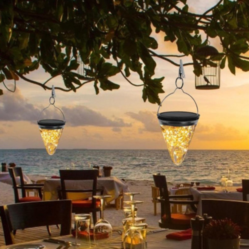 Lampe suspendue conique Starlight à énergie solaire IP55 lumière de décoration de jardin extérieur étanche (lumière colorée) SH10CL1402-013