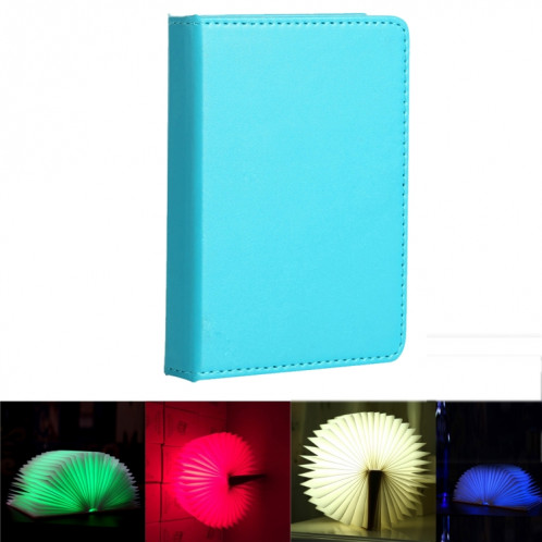 Creative Portable USB Charging Grande taille Pages pliables RGB + Lumière blanche chaude LED Forme du livre Light Night Light (Bleu) SC490L5-09