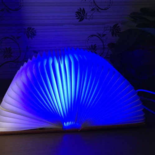 Creative Portable USB Charging Grande taille Pages pliables RGB + Lumière blanche chaude LED Forme du livre Light Night Light (Bleu) SC490L5-09