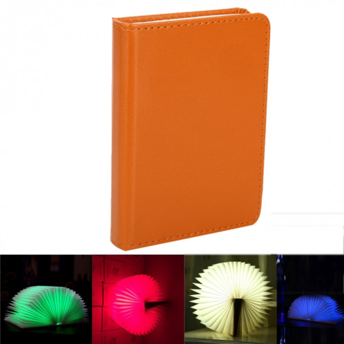 Creative Portable USB Charging Big Size Pages pliables RGB + Warm White Light LED Forme du livre Light Night Light (Brown) SC490Z9-09