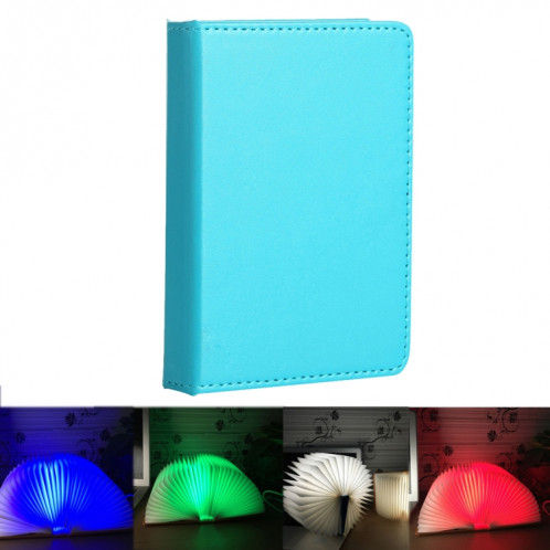 Creative Portable USB Chargeur Petite taille Pages pliables RGB + Lumière blanche chaude LED Forme du livre Light Night Light (Bleu) SC491L9-09