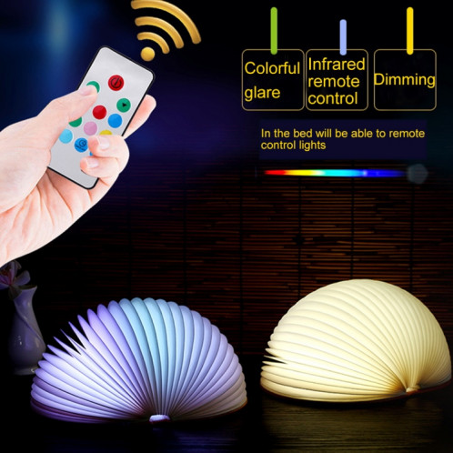 Creative Portable USB Charging Semicircle Pages pliantes Colorful Dimming LED Forme du livre Light Night Light avec télécommande (Brown) SC492Z1-013