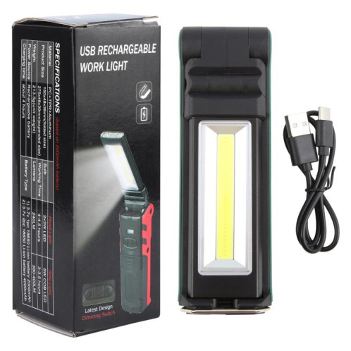 Lampe de travail COB étanche IP44 ES106, lampe de poche d'urgence rechargeable par USB SH521086-012