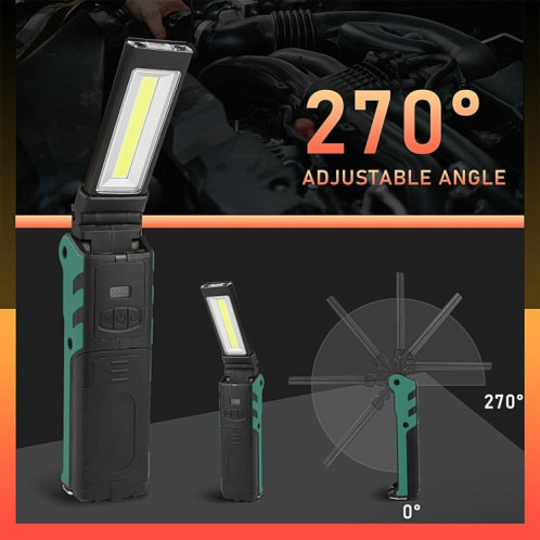 Lampe de travail COB étanche IP44 ES106, lampe de poche d'urgence rechargeable par USB SH521086-012