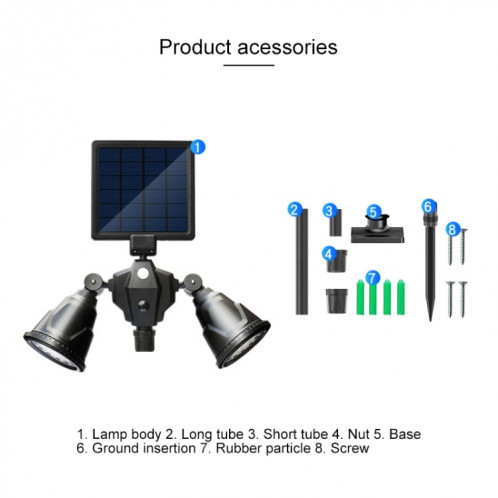 Capteur intelligent à double tête à capteur solaire du robot à LED pour pelouse extérieure SH53001271-014