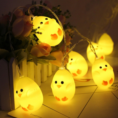 Type de poulet jaune mignon 1.5m 10 LED Lampe décorative de batterie de vacances de Pâques Lumière décorative de fête de ménage (blanc chaud) SH65WW1754-04