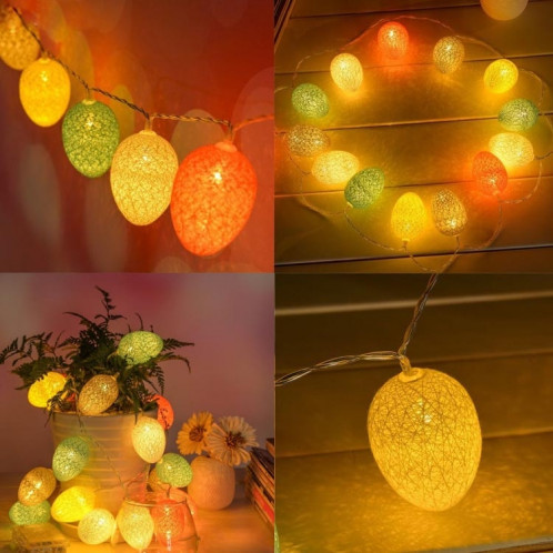 Alimenté par batterie 1,8 m 10 LED fil de coton couleur oeuf lampe chaîne fête de vacances de pâques lumière décorative domestique (jaune) SH883Y1522-03