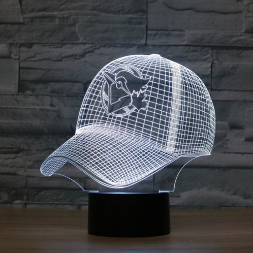 Lampe de table lumineuse de vision LED colorée 3D de forme de casquette de baseball, version USB et batterie SH5935483-04