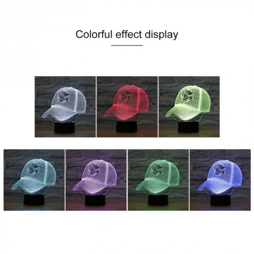 Lampe de table lumineuse de vision LED colorée 3D de forme de casquette de baseball, version USB et batterie SH5935483-04