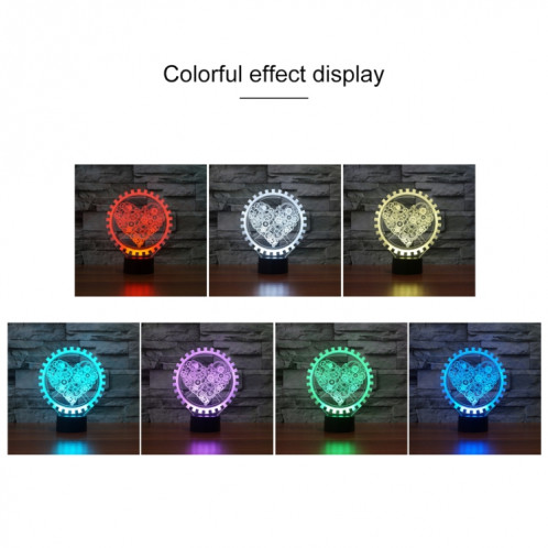 Lampe de table lumineuse de vision à LED colorée en forme de coeur 3D, version USB et batterie SH59391356-04