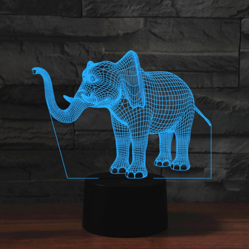 Lampe de table lumineuse de vision LED colorée de la forme 3D d'éléphant, version USB et batterie SH5956623-04