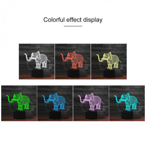 Lampe de table lumineuse de vision LED colorée de la forme 3D d'éléphant, version USB et batterie SH5956623-04