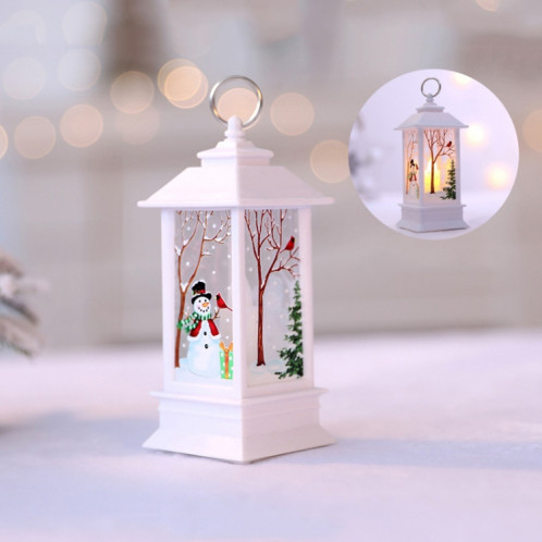 Décoration de bureau de lampe à LED de flamme de simulation de Noël de motif de bonhomme de neige blanc SH966B1911-04