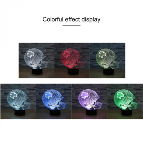 Lampe de table lumineuse colorée de vision de LED de forme de fleur de chapeau de rugby 3D, version tactile d'USB SH59771164-04