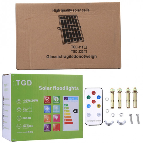 Lumière d'inondation de puissance solaire imperméable de TGD 10W IP65, 30 lumières intelligentes de LED avec le panneau solaire et à télécommande SH5983727-016