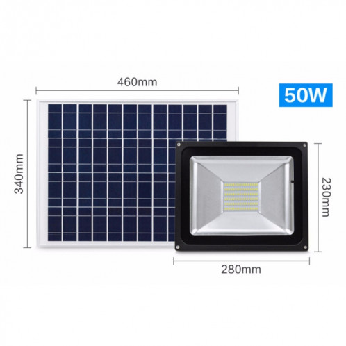 Lumière d'inondation de puissance solaire imperméable de TGD 50W IP65, lumière intelligente de 96 LEDs avec le panneau solaire et la télécommande SH5985586-016