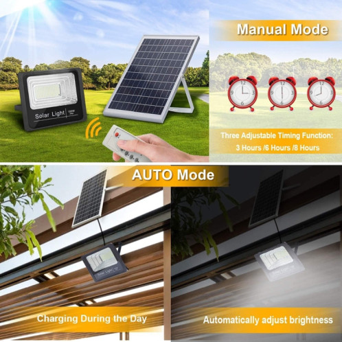 Projecteur solaire étanche 100W 281 LED IP67 avec télécommande SH59951110-07