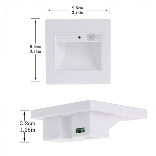 YouOKLight YK2306 Lumière blanche chaude avec capteur de mouvement COB LED Footlight, Applique murale carrée pour escalier en coin, AC 85-265V SH60561901-06