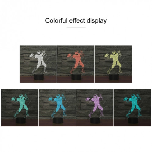 Rugby Quarterback Shape 3D Lampe de table lumineuse à LED colorée, Version USB et batterie SH6102849-04