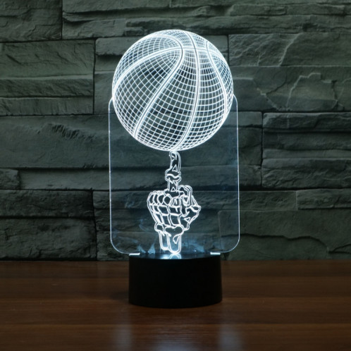 Veilleuse décorative à LED 3D créative à base noire de basket-ball, alimentée par USB et batterie SH61831740-04