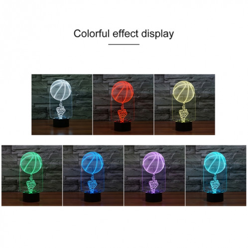 Veilleuse décorative à LED 3D créative à base noire de basket-ball, alimentée par USB et batterie SH61831740-04