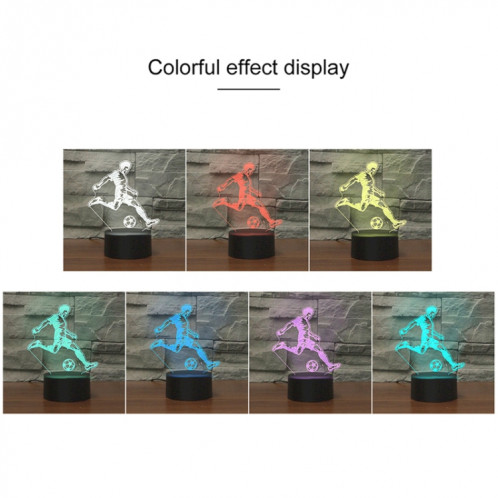 Jouez au football Noir Base Creative 3D LED Veilleuse décorative, USB avec version à bouton tactile SH6186868-04