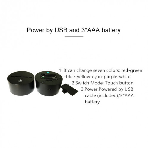 Veilleuse décorative 3D à base de tournesol à base noire, alimentée par USB et batterie SH62051829-04