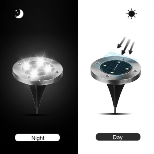 2 PCS 4 LEDs IP44 Imperméable à l'eau solaire enterré la lumière, SMD 5050 Lumière blanche chaude sous la lampe de sol à l'extérieur Chemin de jardin façon Decking de jardin LED SH12WW801-010