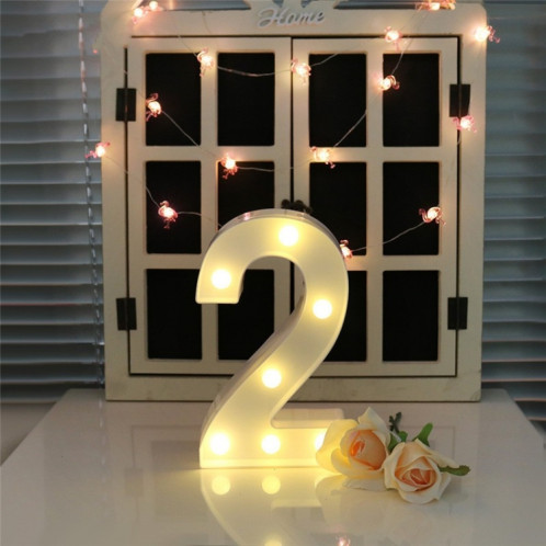 Lumière de décoration de forme du chiffre 2, lumière sèche chaude accrochante debout de vacances de blanc de batterie sèche SH214C1554-07