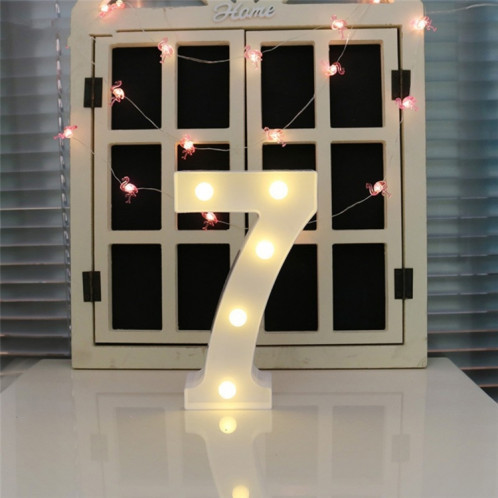 Chiffre 7 lumière de décoration de forme, lumière sèche chaude accrochante debout de vacances de blanc de batterie sèche SH214H102-07
