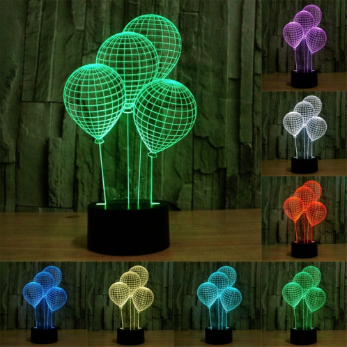 Balloon Style 7 Color Deccoloration Creative Visual stéréo lampe 3D Touch Switch Control LED Light Lampe de bureau Night Light SB62211-013