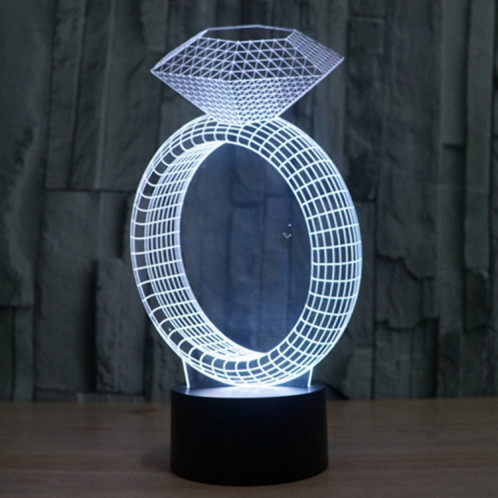 Anneau de diamant Style 7 Décoloration de couleur Lampe de stéréo visuelle créative Commande de commutation tactile 3D Lumière de lumière LED Lampe de bureau Lampe de nuit SA62220-013