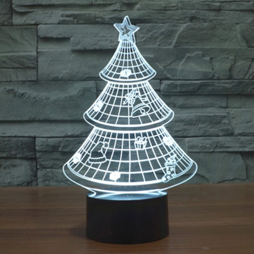 Style de l'arbre de Noël 7 Décoloration des couleurs Lampe stéréo visuelle créative Contrôle du contact tactile 3D Lampe de bureau à LED Lampe de nuit Lampe de nuit SS62234-013
