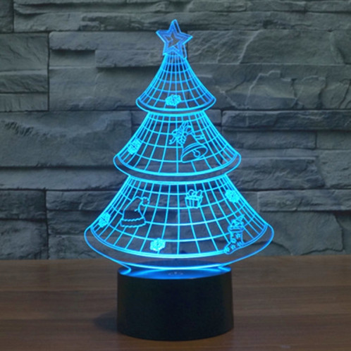 Style de l'arbre de Noël 7 Décoloration des couleurs Lampe stéréo visuelle créative Contrôle du contact tactile 3D Lampe de bureau à LED Lampe de nuit Lampe de nuit SS62234-013