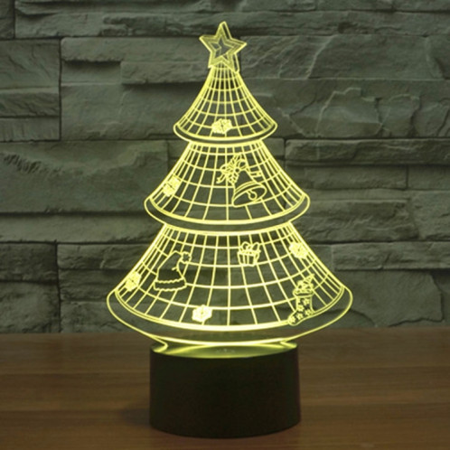 Style de l'arbre de Noël 7 Décoloration des couleurs Lampe stéréo visuelle créative Contrôle du contact tactile 3D Lampe de bureau à LED Lampe de nuit Lampe de nuit SS62234-013