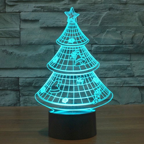 Style de l'arbre de Noël 7 Décoloration des couleurs Lampe stéréo visuelle créative Contrôle du contact tactile 3D Lampe de bureau à LED Lampe de nuit Lampe de nuit SS62234-013