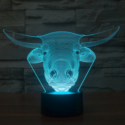Style de vache 7 Décoloration des couleurs Lampe stéréo visuelle créative Commande de commutation tactile 3D Lumière LED Lampe de bureau Lampe de nuit Lampe de nuit SS62254-013