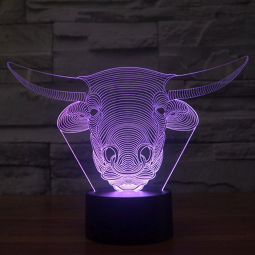 Style de vache 7 Décoloration des couleurs Lampe stéréo visuelle créative Commande de commutation tactile 3D Lumière LED Lampe de bureau Lampe de nuit Lampe de nuit SS62254-013