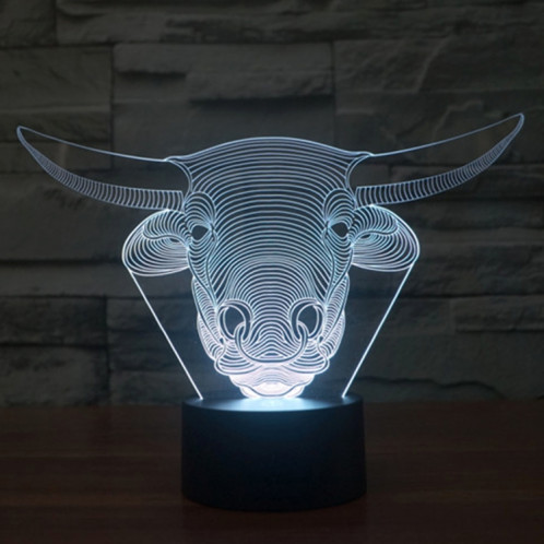 Style de vache 7 Décoloration des couleurs Lampe stéréo visuelle créative Commande de commutation tactile 3D Lumière LED Lampe de bureau Lampe de nuit Lampe de nuit SS62254-013