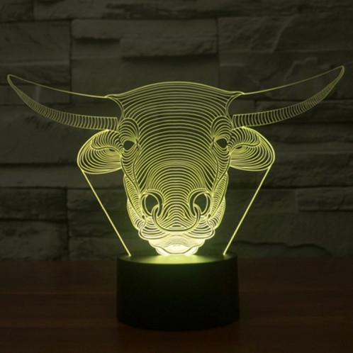 Style de vache 7 Décoloration des couleurs Lampe stéréo visuelle créative Commande de commutation tactile 3D Lumière LED Lampe de bureau Lampe de nuit Lampe de nuit SS62254-013