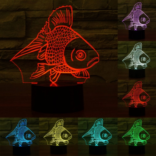 Goldfish Style 7 Color Deccoloration Creative Visual stéréo lampe 3D Touch Switch Control LED Light Lampe de bureau Night Light SG62311-013