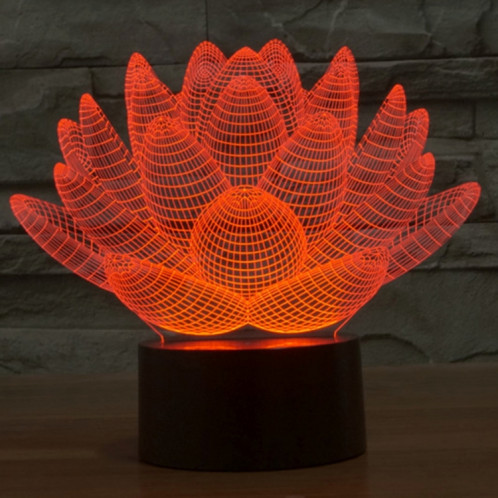 Lotus Style 7 Couleur Décoloration Creative Visual Stéréo Lampe 3D Tactile Commutateur LED Lumière Bureau Lampe de Nuit Lumière SL62341139-013