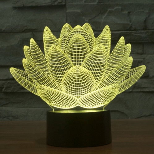 Lotus Style 7 Couleur Décoloration Creative Visual Stéréo Lampe 3D Tactile Commutateur LED Lumière Bureau Lampe de Nuit Lumière SL62341139-013