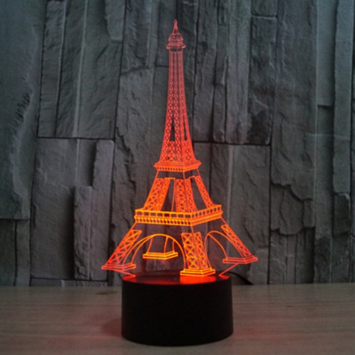 Tour Eiffel Style 7 Couleur Décoloration Creative Laser stéréo Lampe 3D Touch Switch Control LED Light Lampe de bureau Night Light ST62365-013