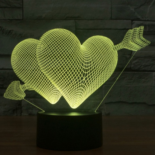 Flèche à travers le style de coeur 7 Décoloration de couleur Lampe de stéréo visuelle créative Commande de commutation tactile 3D Lampe de bureau à LED Lumière de nuit SF62379-013