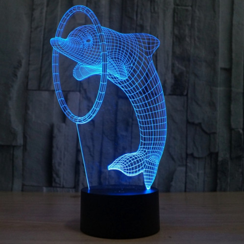 Dolphin Style 7 Couleur Décoloration Creative Laser stéréo Lampe 3D Touch Switch Control LED Light Lampe de bureau Night Light SD62402-013