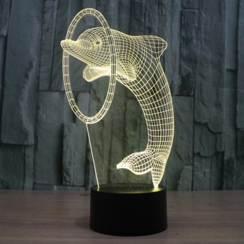 Dolphin Style 7 Couleur Décoloration Creative Laser stéréo Lampe 3D Touch Switch Control LED Light Lampe de bureau Night Light SD62402-013